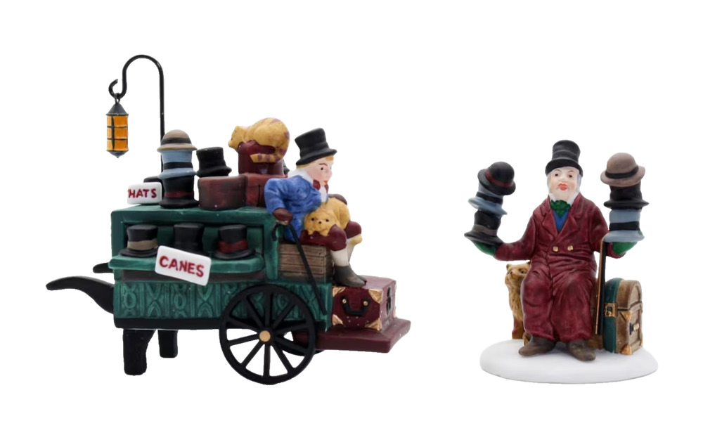Department 56 Heritage Dickens Christmas Chelsea Market Hat Monger And Cart